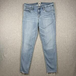 J.Crew Women's Size 30 Light Wash 8" Toothpick Skinny Jeans Distressed Hem Jeans